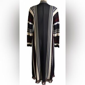 Say What? Black, Cream, and Red Striped Cardigan size Medium